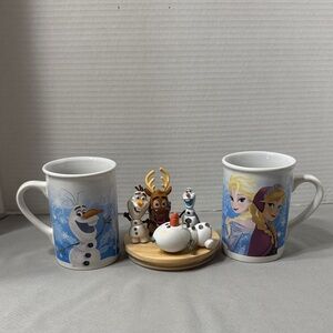 Disney 2016 Frozen Mugs Cups Elsa Anna & Olaf Animated Characters Set of 2
